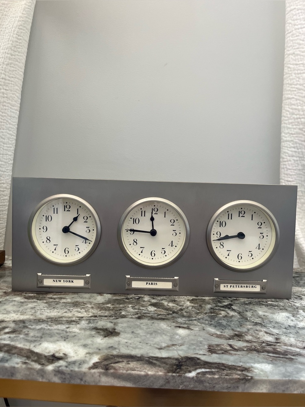 Pottery Barn 3 Time Zone Vintage Wall Desk Clock